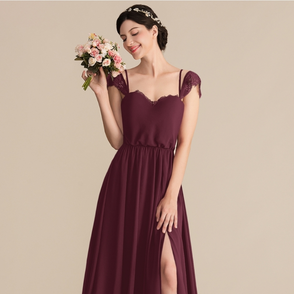 NWT A-Line Sweetheart Gown with Lace & Split Front